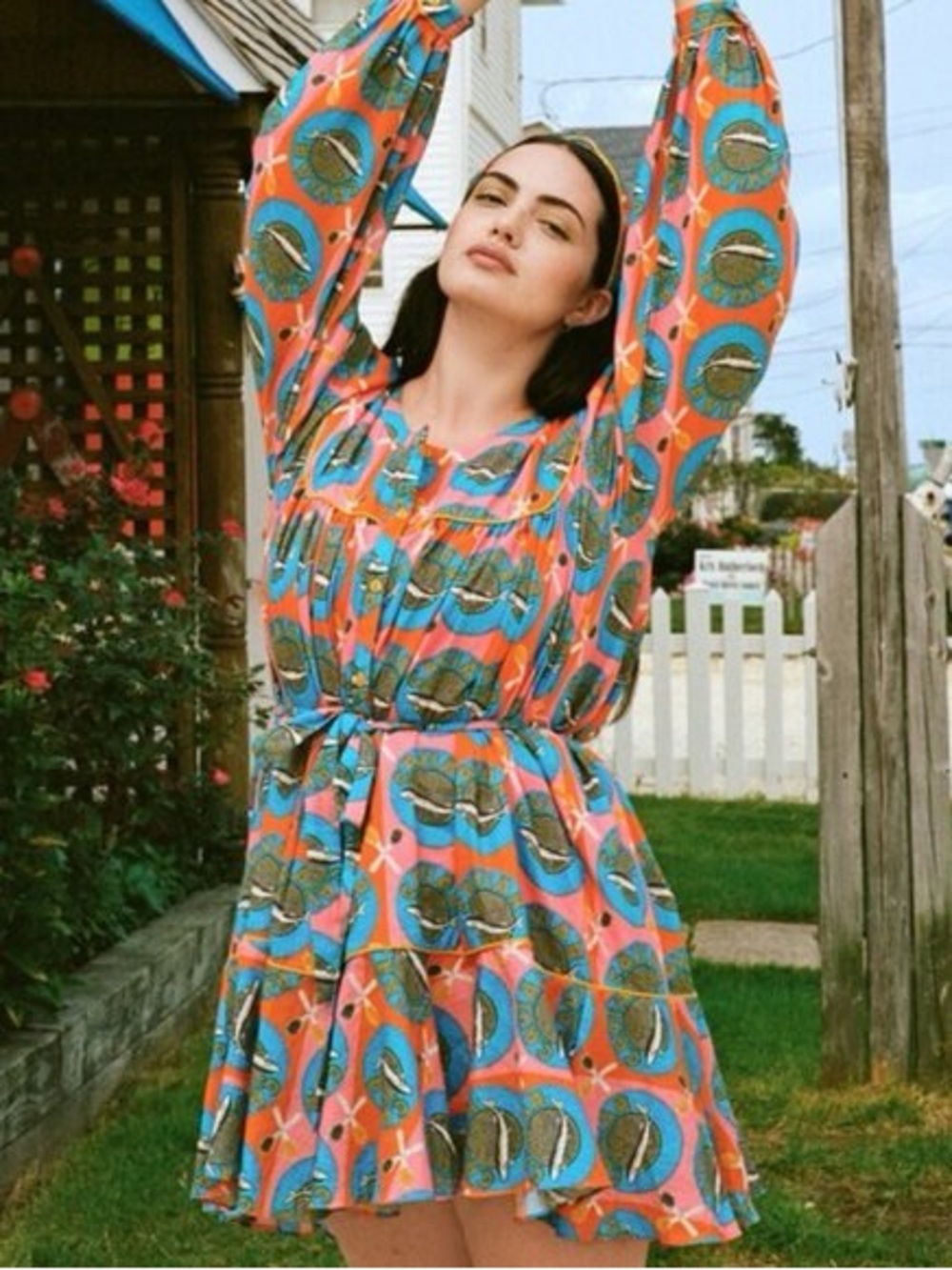 Rachel Antonoff Claudia Caviar Retro Print Tiered Mini Dress